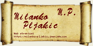 Milanko Pljakić vizit kartica